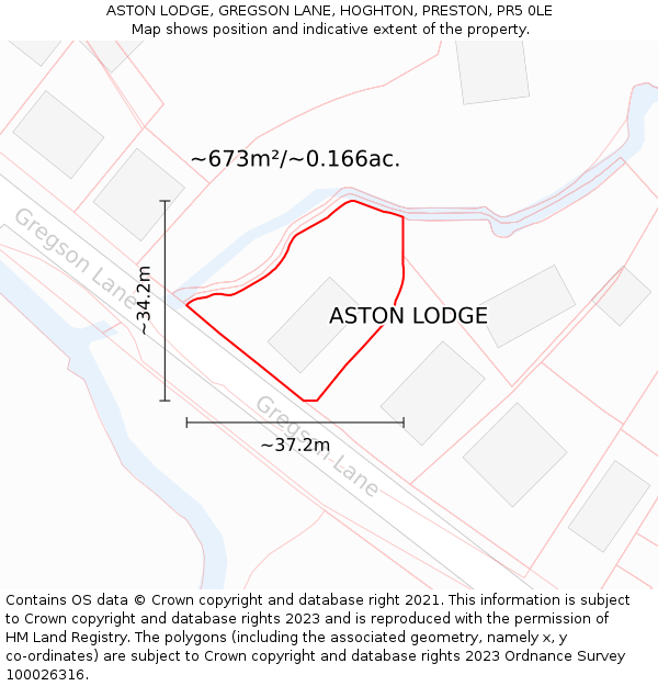 ASTON LODGE, GREGSON LANE, HOGHTON, PRESTON, PR5 0LE: Plot and title map