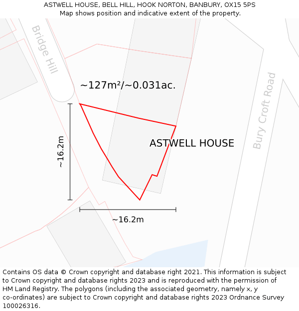 ASTWELL HOUSE, BELL HILL, HOOK NORTON, BANBURY, OX15 5PS: Plot and title map