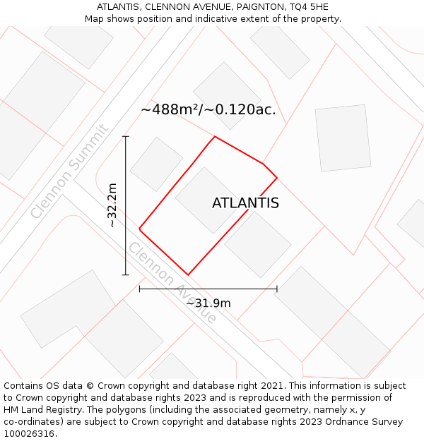 ATLANTIS, CLENNON AVENUE, PAIGNTON, TQ4 5HE: Plot and title map