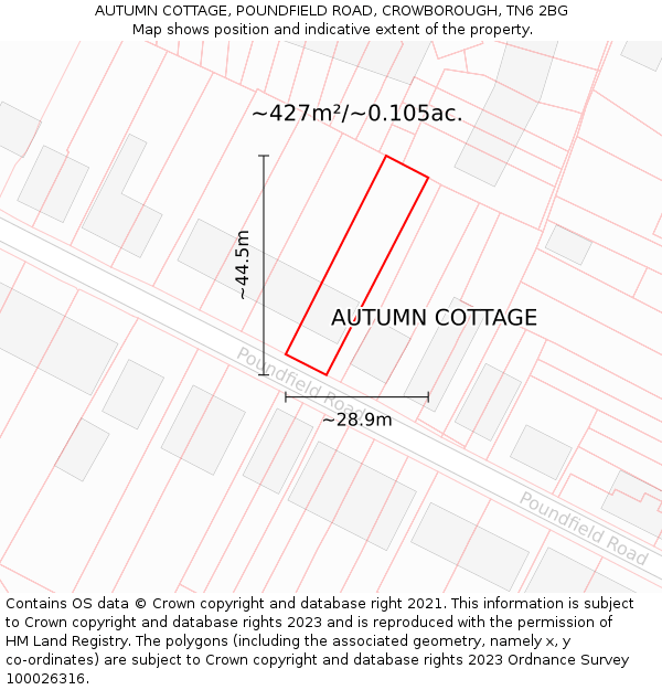 AUTUMN COTTAGE, POUNDFIELD ROAD, CROWBOROUGH, TN6 2BG: Plot and title map