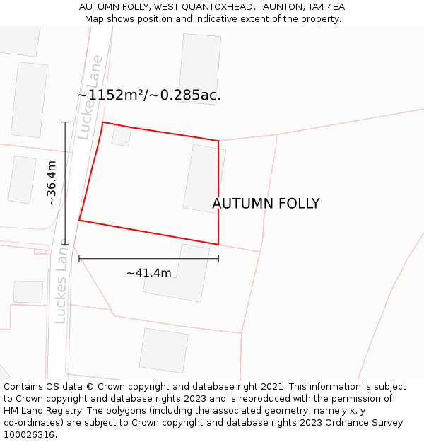 AUTUMN FOLLY, WEST QUANTOXHEAD, TAUNTON, TA4 4EA: Plot and title map