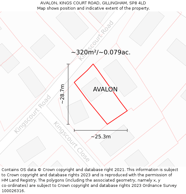 AVALON, KINGS COURT ROAD, GILLINGHAM, SP8 4LD: Plot and title map