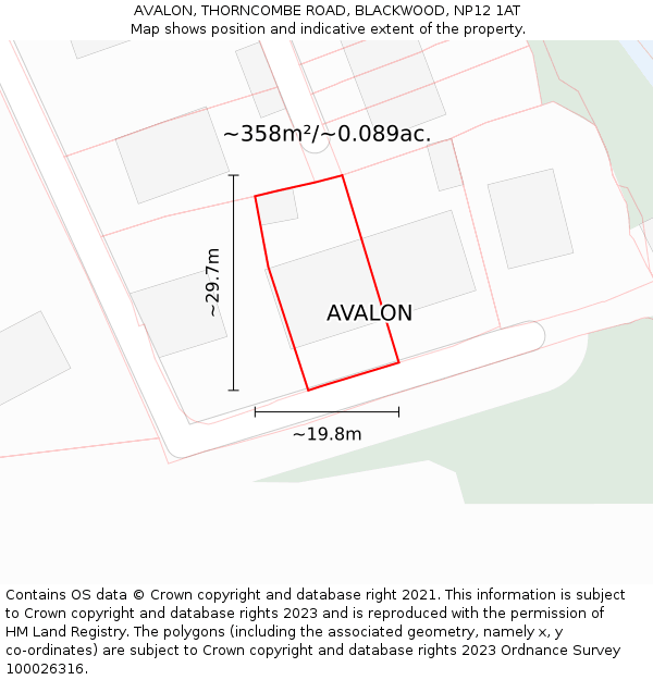 AVALON, THORNCOMBE ROAD, BLACKWOOD, NP12 1AT: Plot and title map