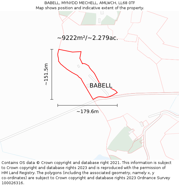 BABELL, MYNYDD MECHELL, AMLWCH, LL68 0TF: Plot and title map