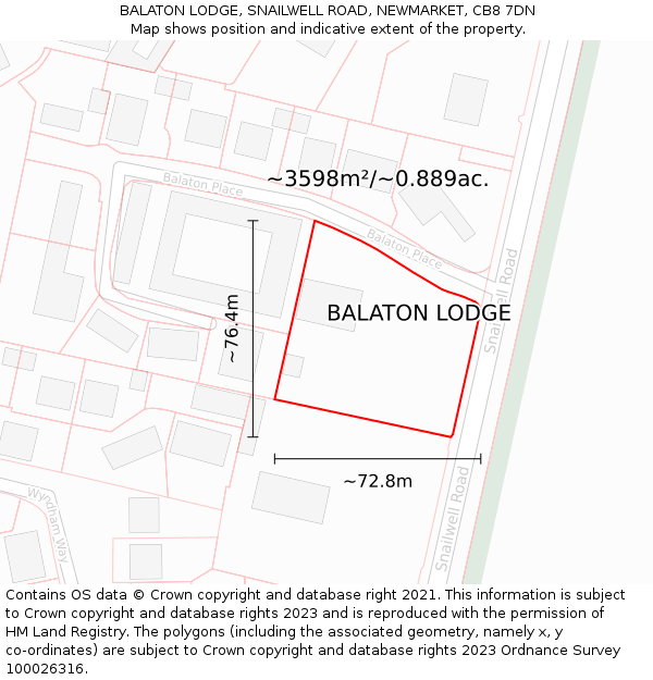 BALATON LODGE, SNAILWELL ROAD, NEWMARKET, CB8 7DN: Plot and title map