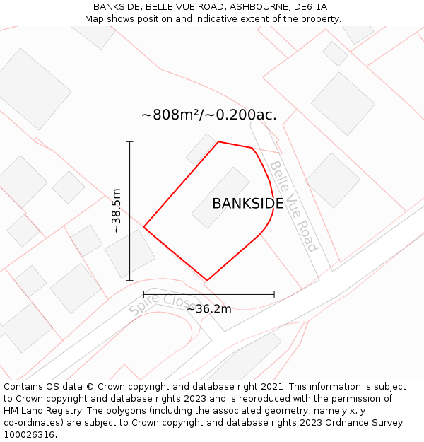 BANKSIDE, BELLE VUE ROAD, ASHBOURNE, DE6 1AT: Plot and title map