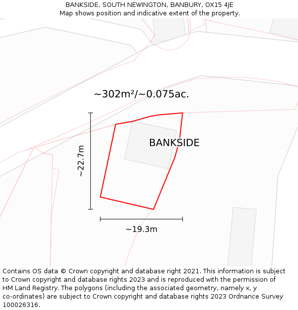 BANKSIDE, SOUTH NEWINGTON, BANBURY, OX15 4JE: Plot and title map