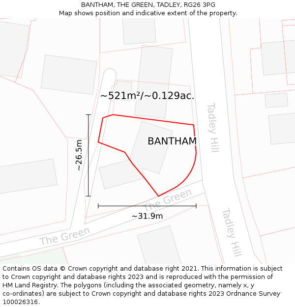 BANTHAM, THE GREEN, TADLEY, RG26 3PG: Plot and title map