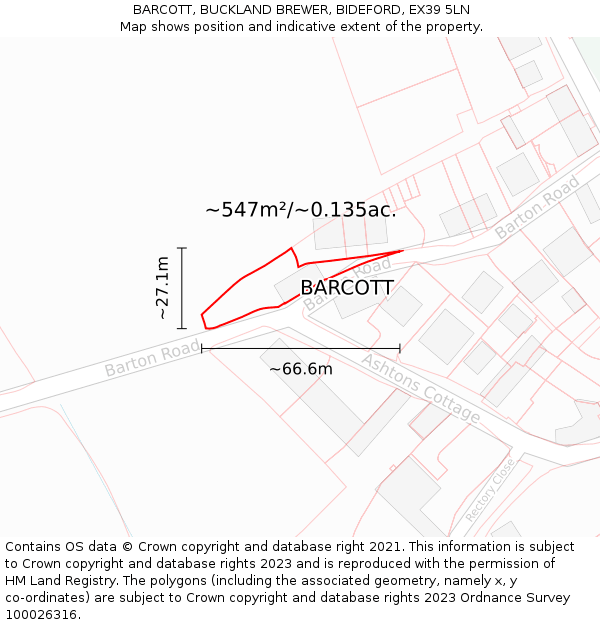 BARCOTT, BUCKLAND BREWER, BIDEFORD, EX39 5LN: Plot and title map