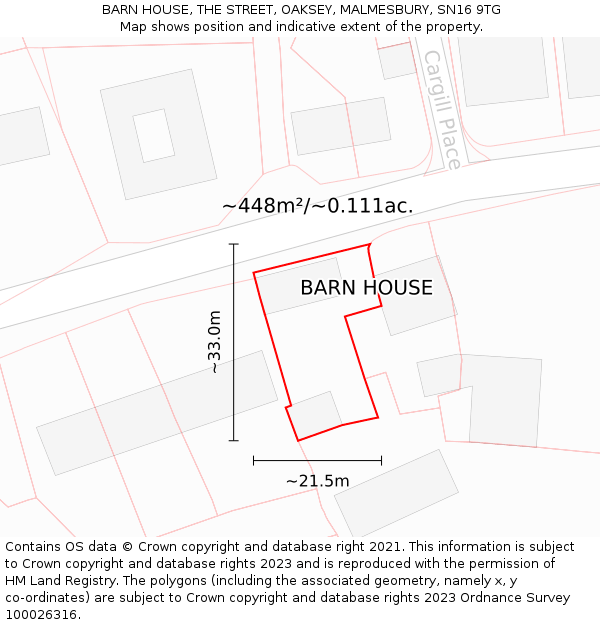 BARN HOUSE, THE STREET, OAKSEY, MALMESBURY, SN16 9TG: Plot and title map