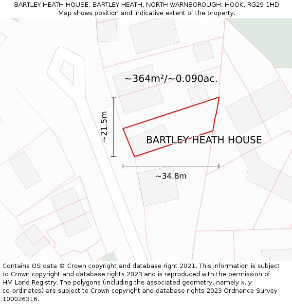 BARTLEY HEATH HOUSE, BARTLEY HEATH, NORTH WARNBOROUGH, HOOK, RG29 1HD: Plot and title map