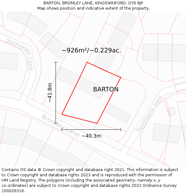 BARTON, BROMLEY LANE, KINGSWINFORD, DY6 8JP: Plot and title map