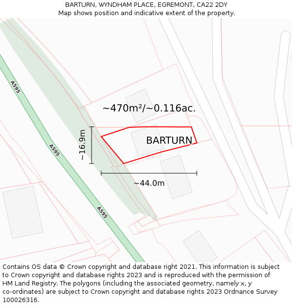 BARTURN, WYNDHAM PLACE, EGREMONT, CA22 2DY: Plot and title map