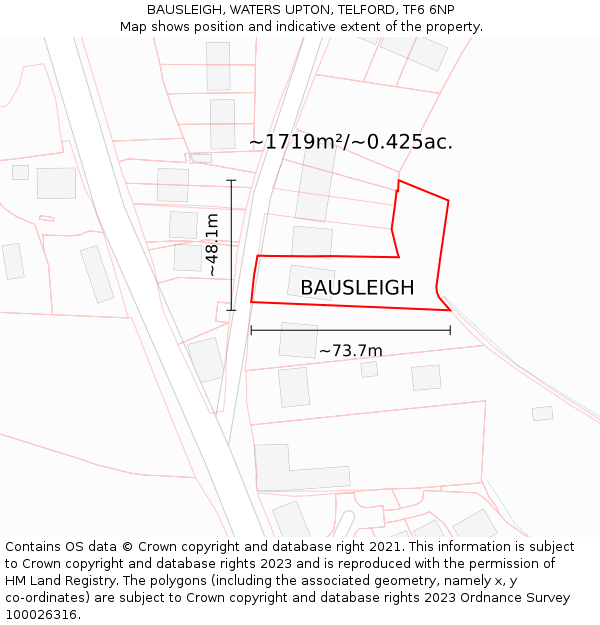 BAUSLEIGH, WATERS UPTON, TELFORD, TF6 6NP: Plot and title map