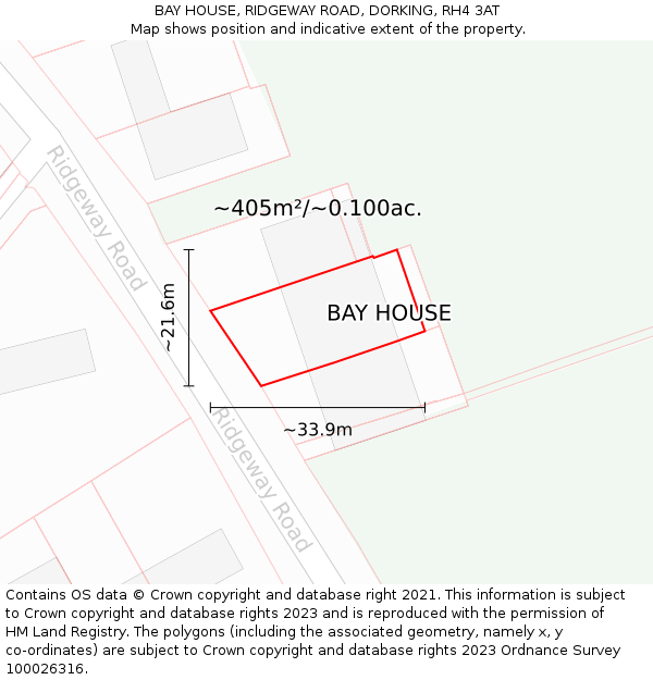 BAY HOUSE, RIDGEWAY ROAD, DORKING, RH4 3AT: Plot and title map