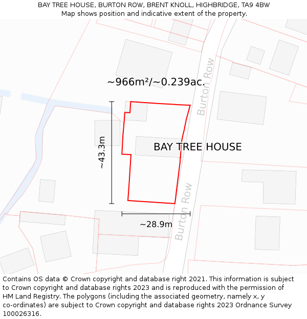 BAY TREE HOUSE, BURTON ROW, BRENT KNOLL, HIGHBRIDGE, TA9 4BW: Plot and title map