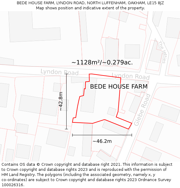 BEDE HOUSE FARM, LYNDON ROAD, NORTH LUFFENHAM, OAKHAM, LE15 8JZ: Plot and title map