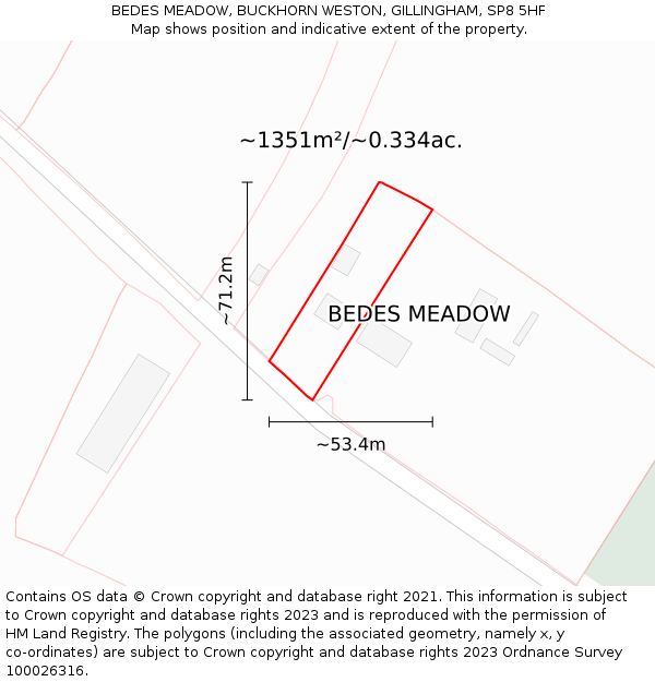 BEDES MEADOW, BUCKHORN WESTON, GILLINGHAM, SP8 5HF: Plot and title map