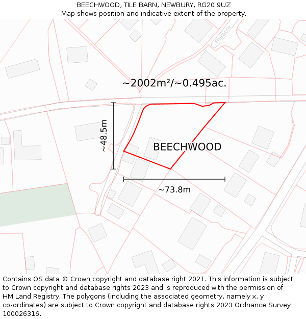 BEECHWOOD, TILE BARN, NEWBURY, RG20 9UZ: Plot and title map