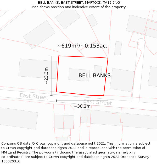 BELL BANKS, EAST STREET, MARTOCK, TA12 6NG: Plot and title map