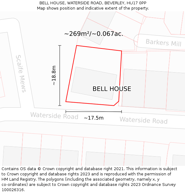 BELL HOUSE, WATERSIDE ROAD, BEVERLEY, HU17 0PP: Plot and title map