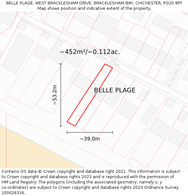 BELLE PLAGE, WEST BRACKLESHAM DRIVE, BRACKLESHAM BAY, CHICHESTER, PO20 8PF: Plot and title map