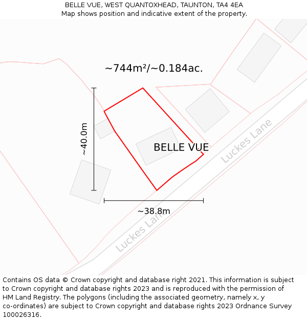 BELLE VUE, WEST QUANTOXHEAD, TAUNTON, TA4 4EA: Plot and title map