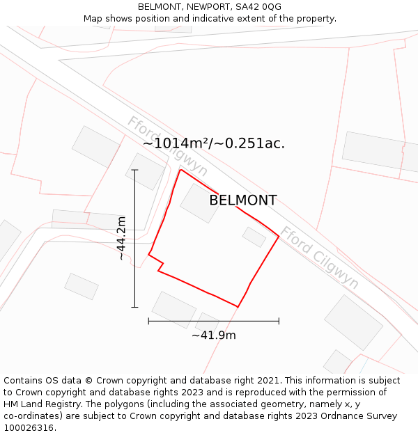 BELMONT, NEWPORT, SA42 0QG: Plot and title map