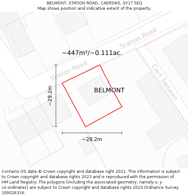 BELMONT, STATION ROAD, CAERSWS, SY17 5EQ: Plot and title map