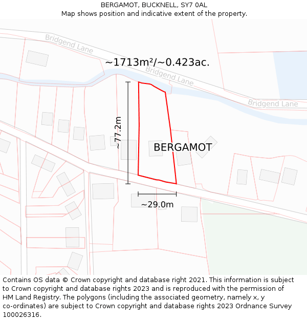 BERGAMOT, BUCKNELL, SY7 0AL: Plot and title map