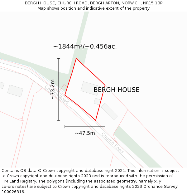 BERGH HOUSE, CHURCH ROAD, BERGH APTON, NORWICH, NR15 1BP: Plot and title map