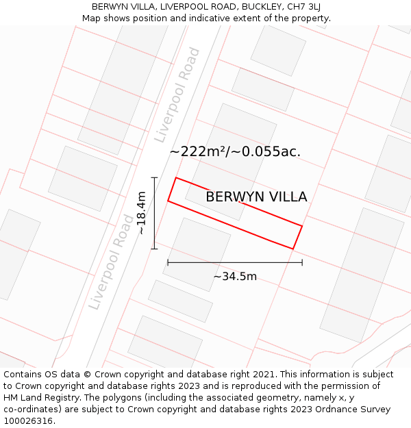 BERWYN VILLA, LIVERPOOL ROAD, BUCKLEY, CH7 3LJ: Plot and title map