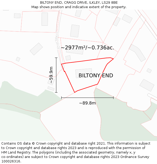 BILTONY END, CRAGG DRIVE, ILKLEY, LS29 8BE: Plot and title map