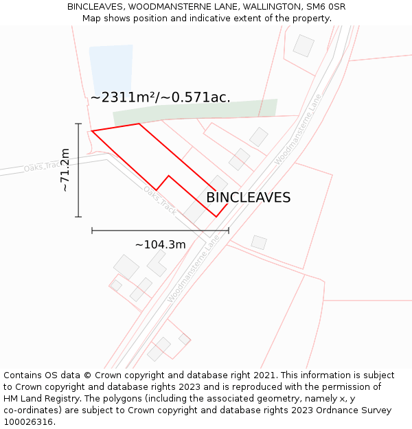 BINCLEAVES, WOODMANSTERNE LANE, WALLINGTON, SM6 0SR: Plot and title map