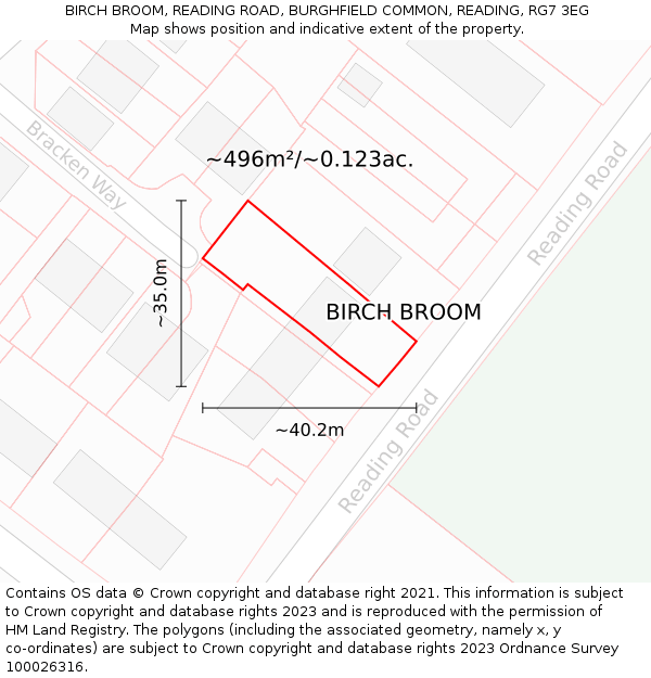 BIRCH BROOM, READING ROAD, BURGHFIELD COMMON, READING, RG7 3EG: Plot and title map