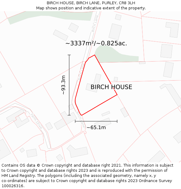 BIRCH HOUSE, BIRCH LANE, PURLEY, CR8 3LH: Plot and title map