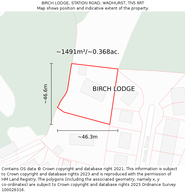 BIRCH LODGE, STATION ROAD, WADHURST, TN5 6RT: Plot and title map