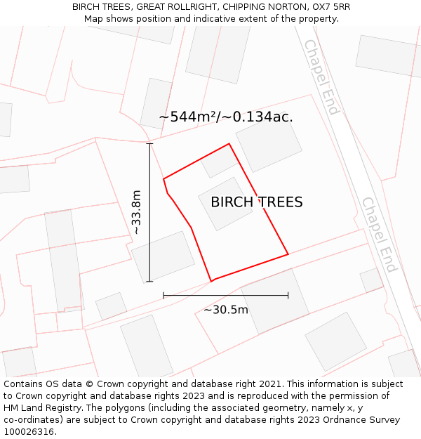 BIRCH TREES, GREAT ROLLRIGHT, CHIPPING NORTON, OX7 5RR: Plot and title map