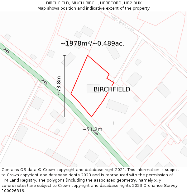 BIRCHFIELD, MUCH BIRCH, HEREFORD, HR2 8HX: Plot and title map