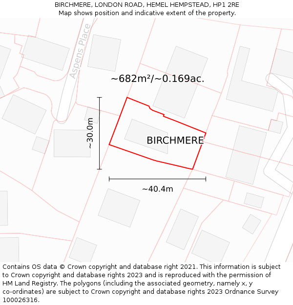 BIRCHMERE, LONDON ROAD, HEMEL HEMPSTEAD, HP1 2RE: Plot and title map