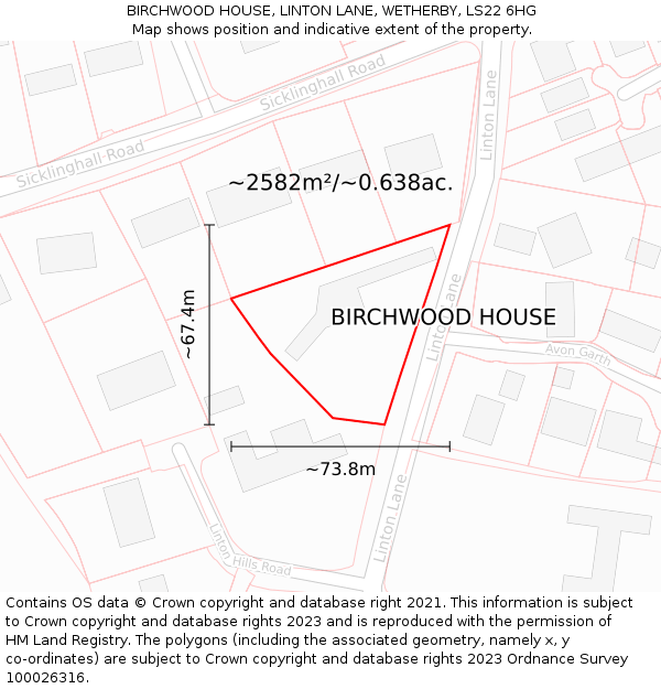 BIRCHWOOD HOUSE, LINTON LANE, WETHERBY, LS22 6HG: Plot and title map