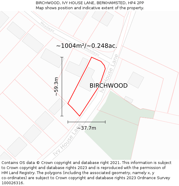 BIRCHWOOD, IVY HOUSE LANE, BERKHAMSTED, HP4 2PP: Plot and title map