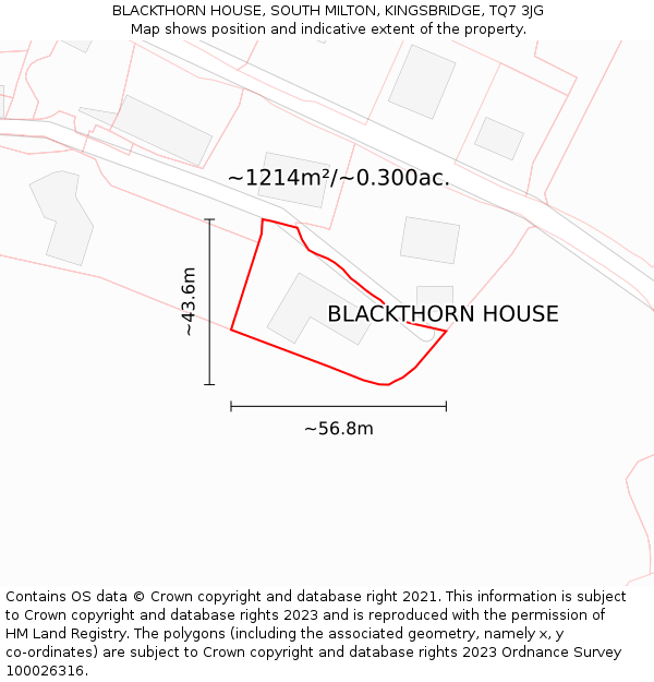 BLACKTHORN HOUSE, SOUTH MILTON, KINGSBRIDGE, TQ7 3JG: Plot and title map