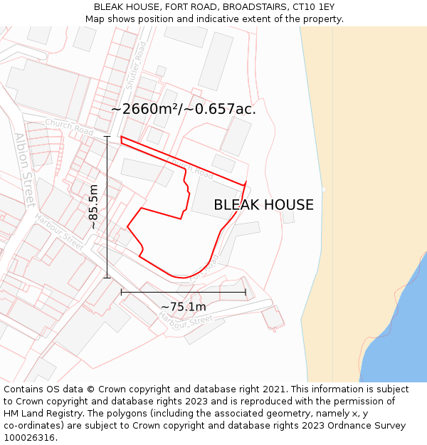 BLEAK HOUSE, FORT ROAD, BROADSTAIRS, CT10 1EY: Plot and title map