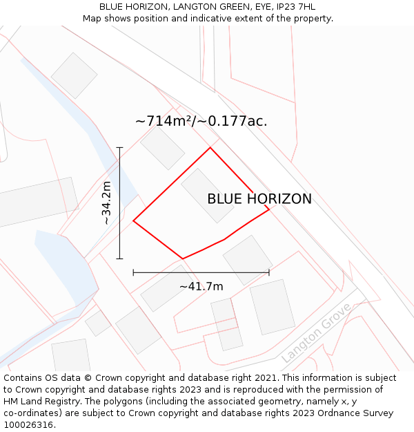 BLUE HORIZON, LANGTON GREEN, EYE, IP23 7HL: Plot and title map