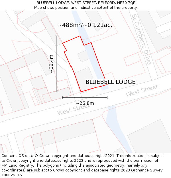 BLUEBELL LODGE, WEST STREET, BELFORD, NE70 7QE: Plot and title map