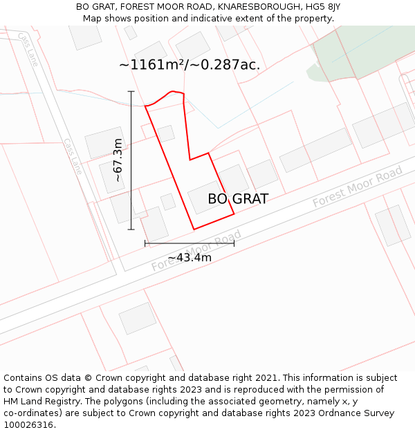 BO GRAT, FOREST MOOR ROAD, KNARESBOROUGH, HG5 8JY: Plot and title map