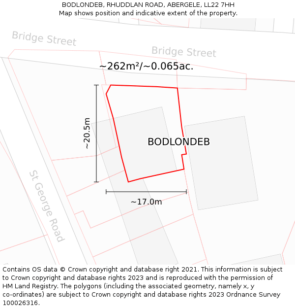 BODLONDEB, RHUDDLAN ROAD, ABERGELE, LL22 7HH: Plot and title map