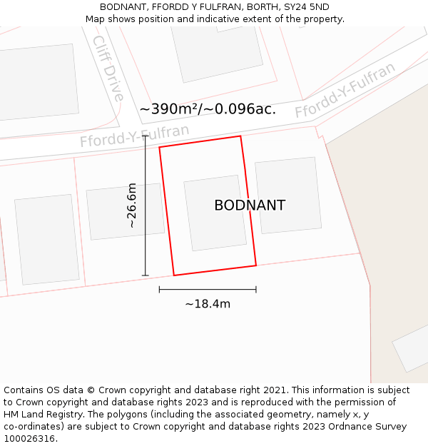 BODNANT, FFORDD Y FULFRAN, BORTH, SY24 5ND: Plot and title map