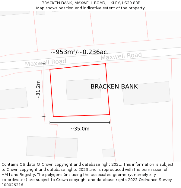 BRACKEN BANK, MAXWELL ROAD, ILKLEY, LS29 8RP: Plot and title map